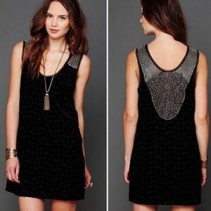 Free people velvet eyelet dress with embellishment